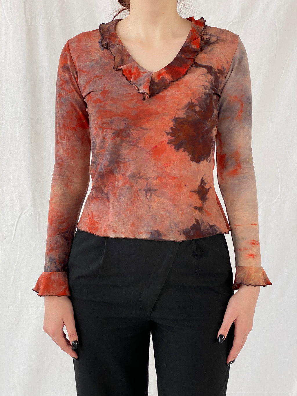 Vintage Blind Date Red Acid Flame Women’s Long Sleeve Top - L