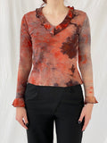 Vintage Blind Date Red Acid Flame Women’s Long Sleeve Top - L