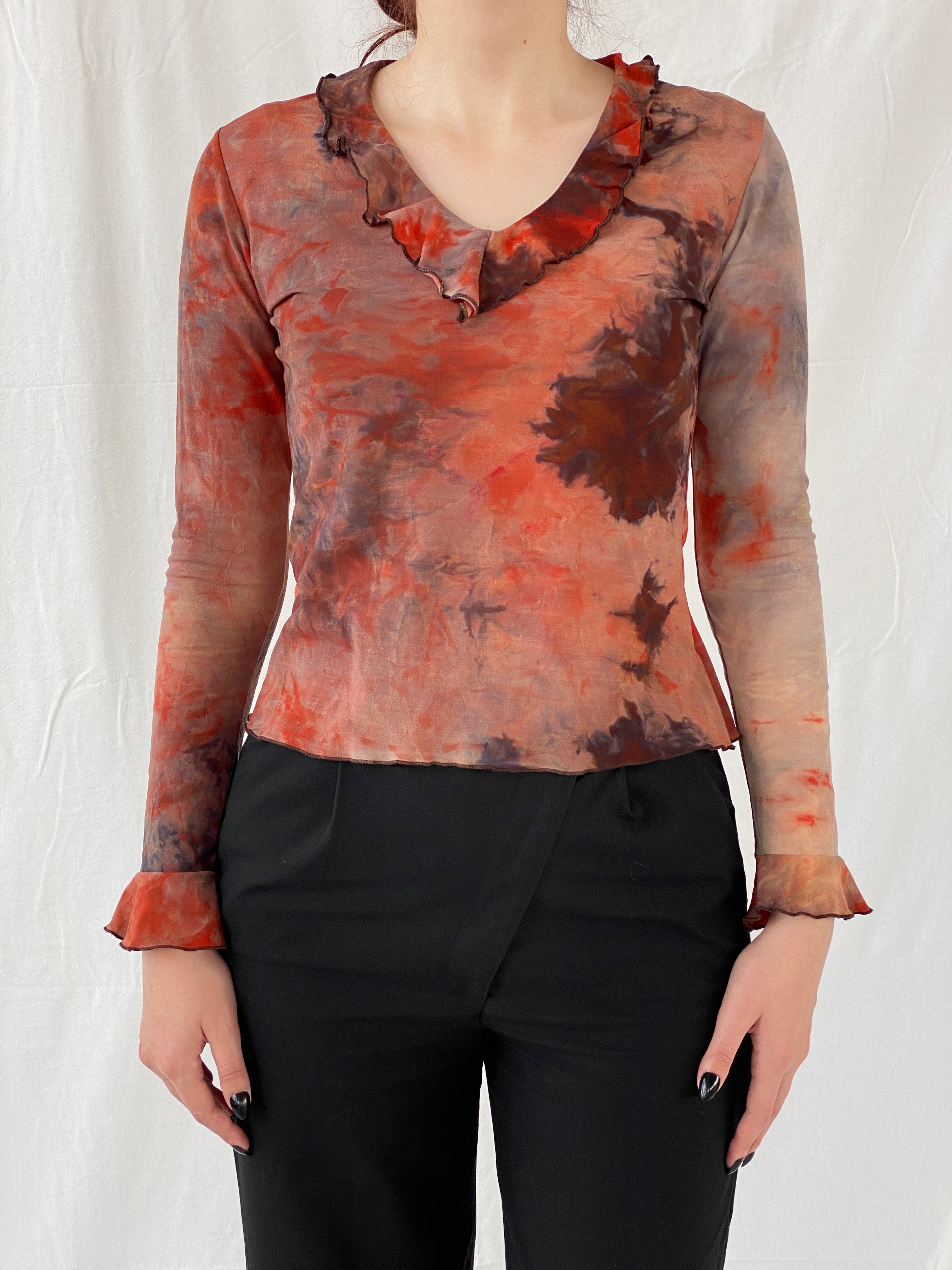 Vintage Blind Date Red Acid Flame Women’s Long Sleeve Top - L