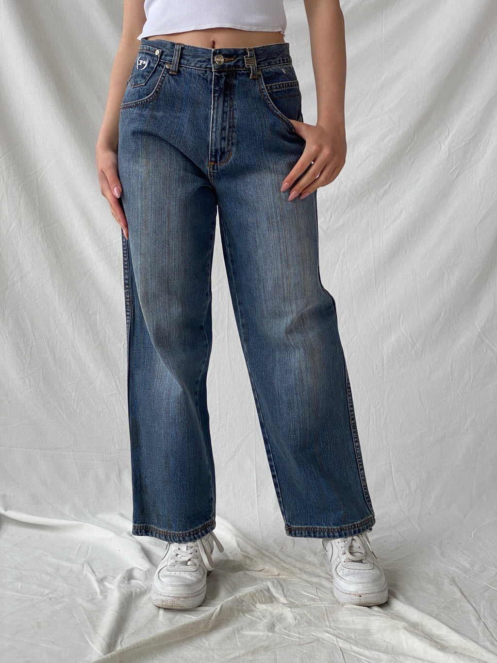 Y2K Phat Farm P Denim Wide Leg Women’s Striped Jeans - 34EUR