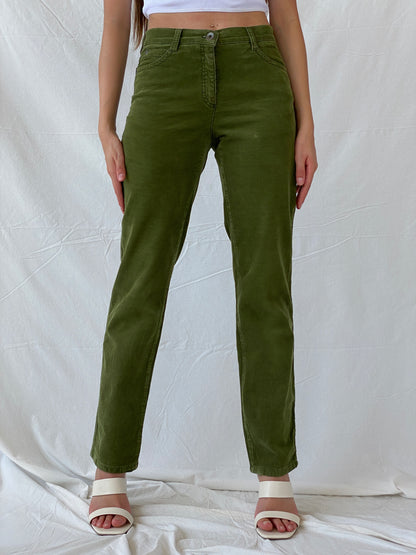 BRAX Carola Green Straight Cut High Rise Corduroy Pants