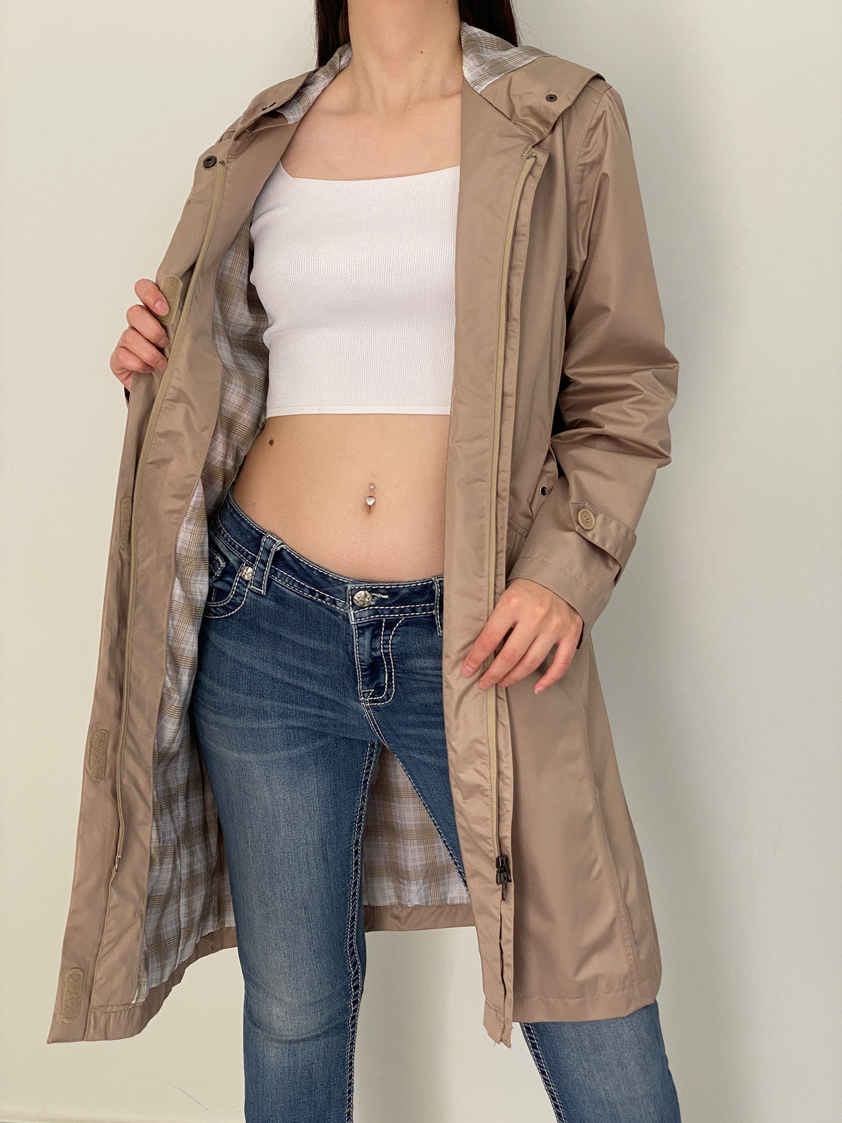 Vintage Cecilia Classics Beige Hooded Belted Trench Coat – L