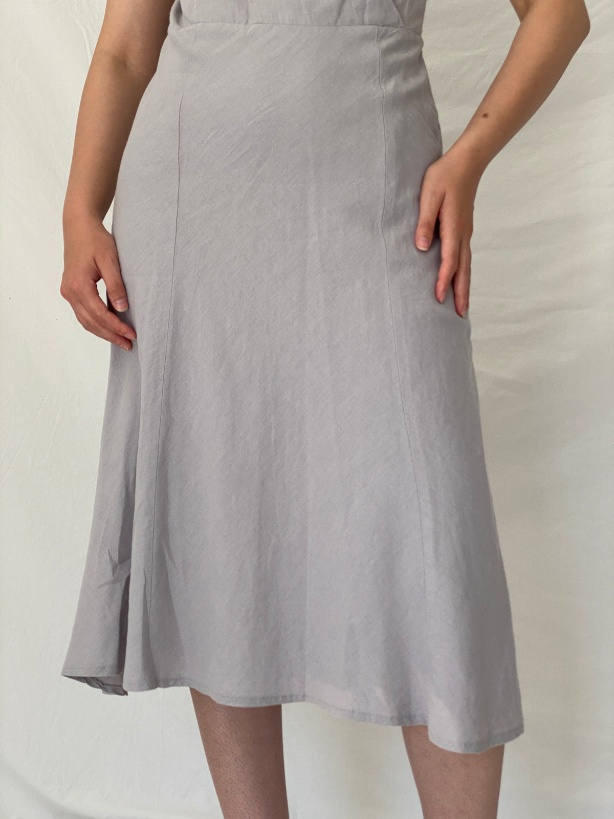 Vintage Y2K Jacqueline Riu Dove Grey Linen Cotton Blend Midi Dress - M Vintage Y2K Jacqueline Riu Dove Grey Linen Cotton Blend Midi Dress - M