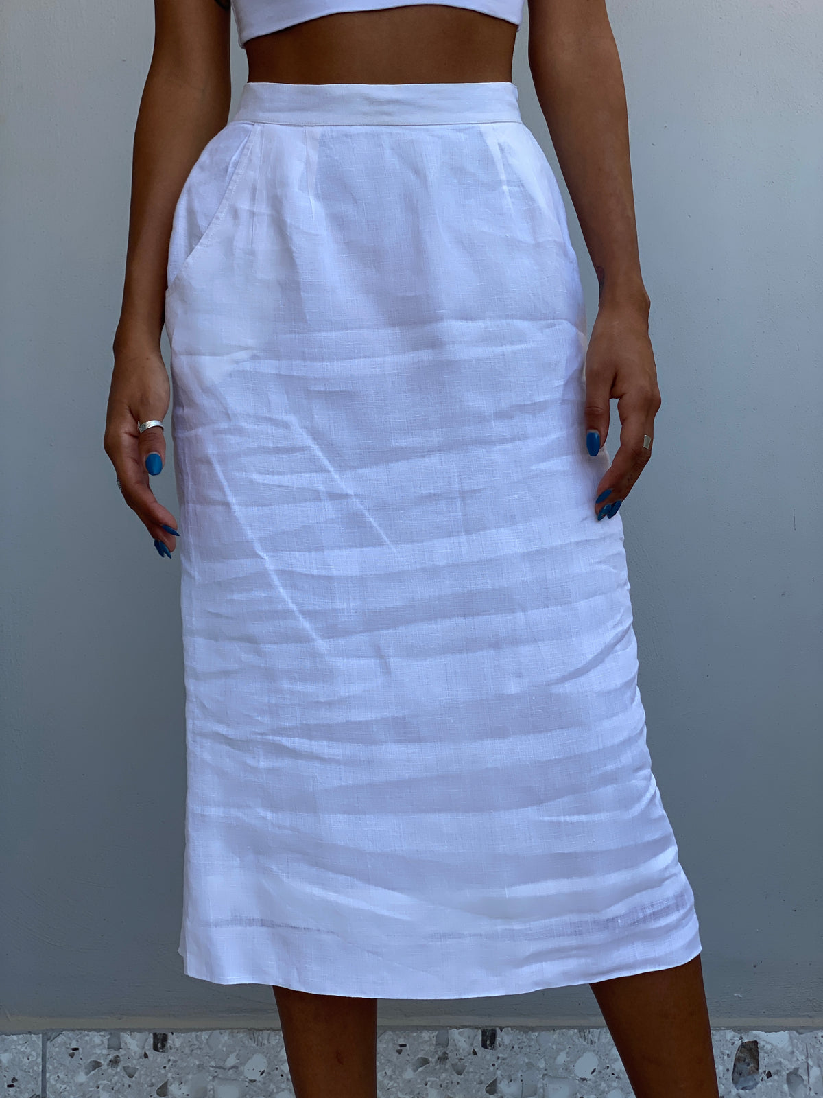 Vintage Lisa Ferranti Venezia White 100% Cotton Midi Skirt - S Vintage Lisa Ferranti Venezia White 100% Cotton Midi Skirt - S