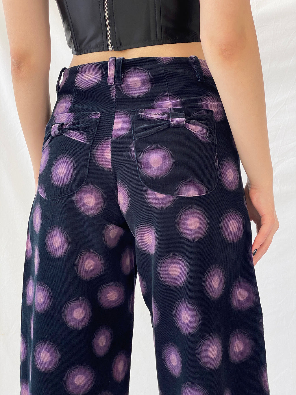 Art Ateliers Rare Toggery Wide Leg Black & Purple Corduroy Pants - M