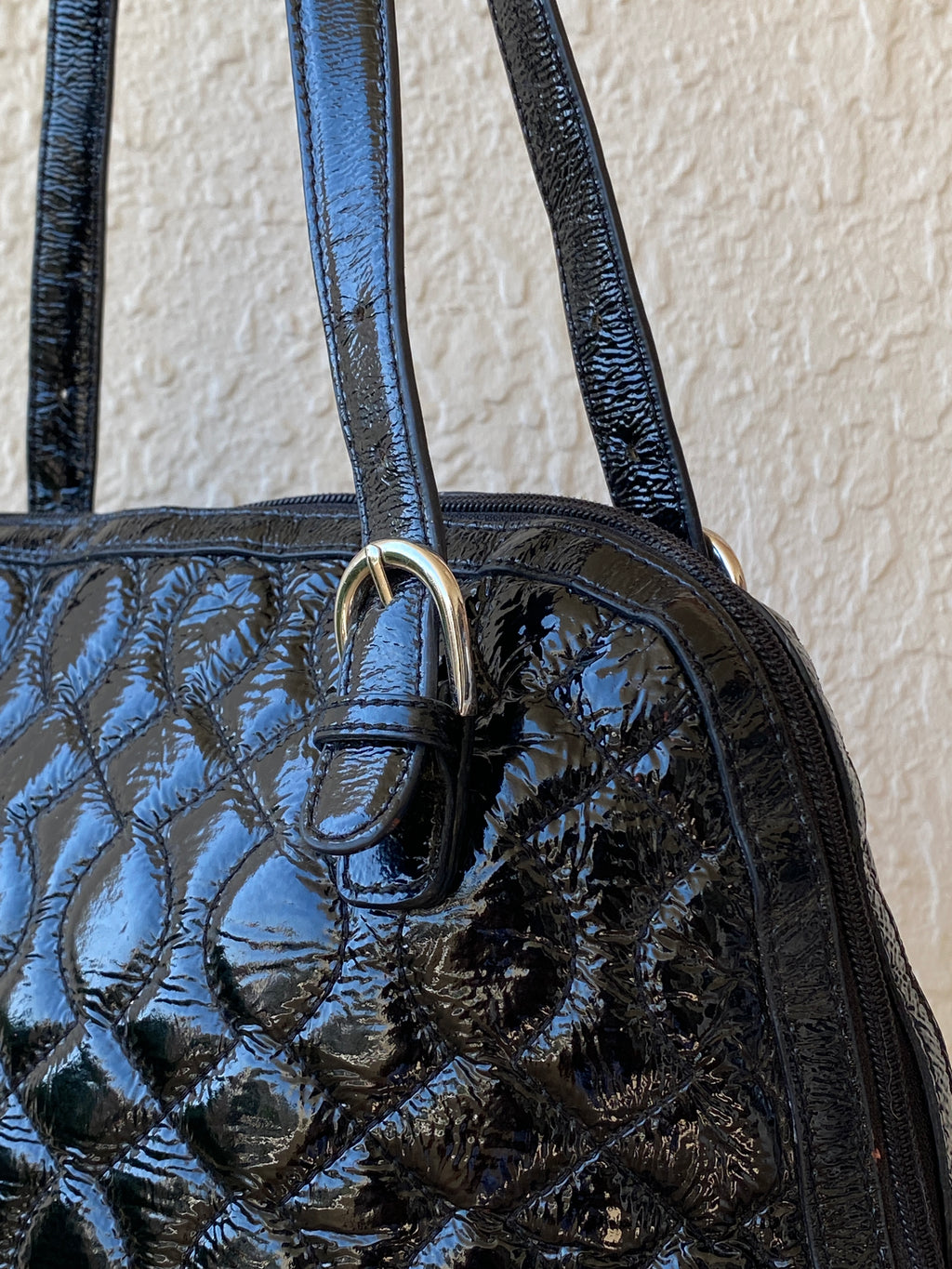 Hobo International Black Purse Patent Leather Quilted Shoulder Bag