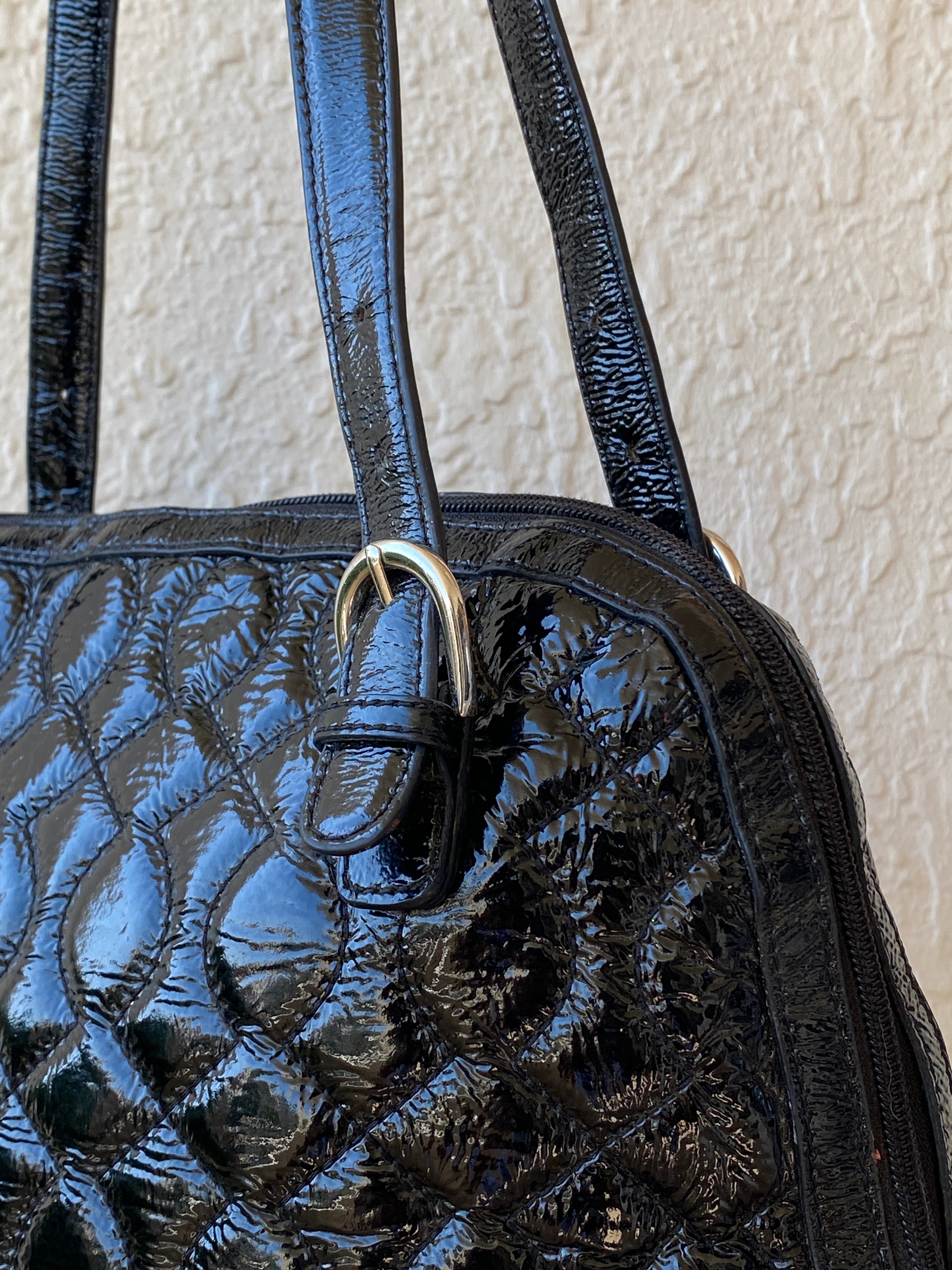 Hobo International Black Purse Patent Leather Quilted Shoulder Bag