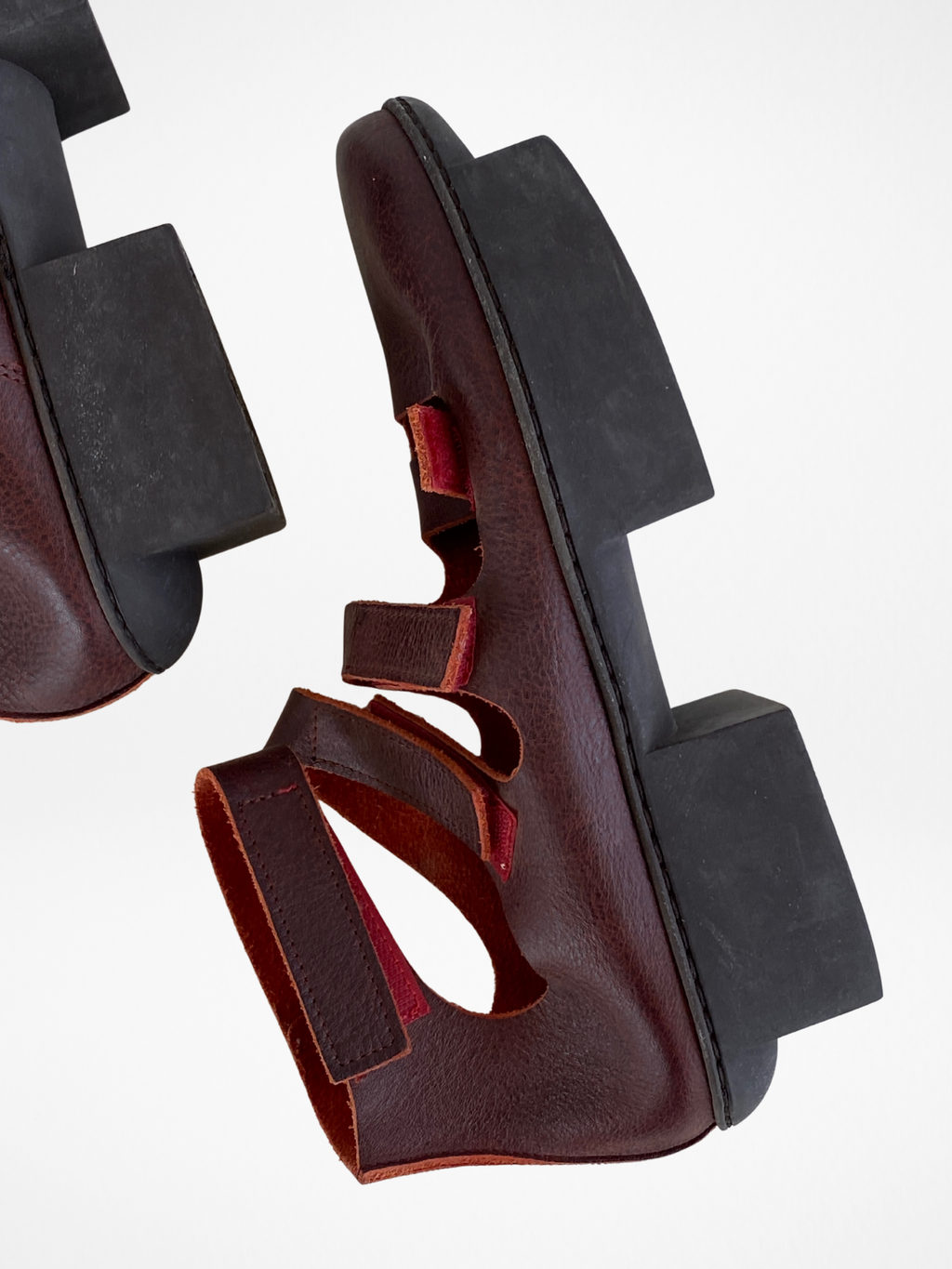 Trippen Burgundy Leather Platform Strappy Sandals – Handmade in Germany – Women’s Size 39EU