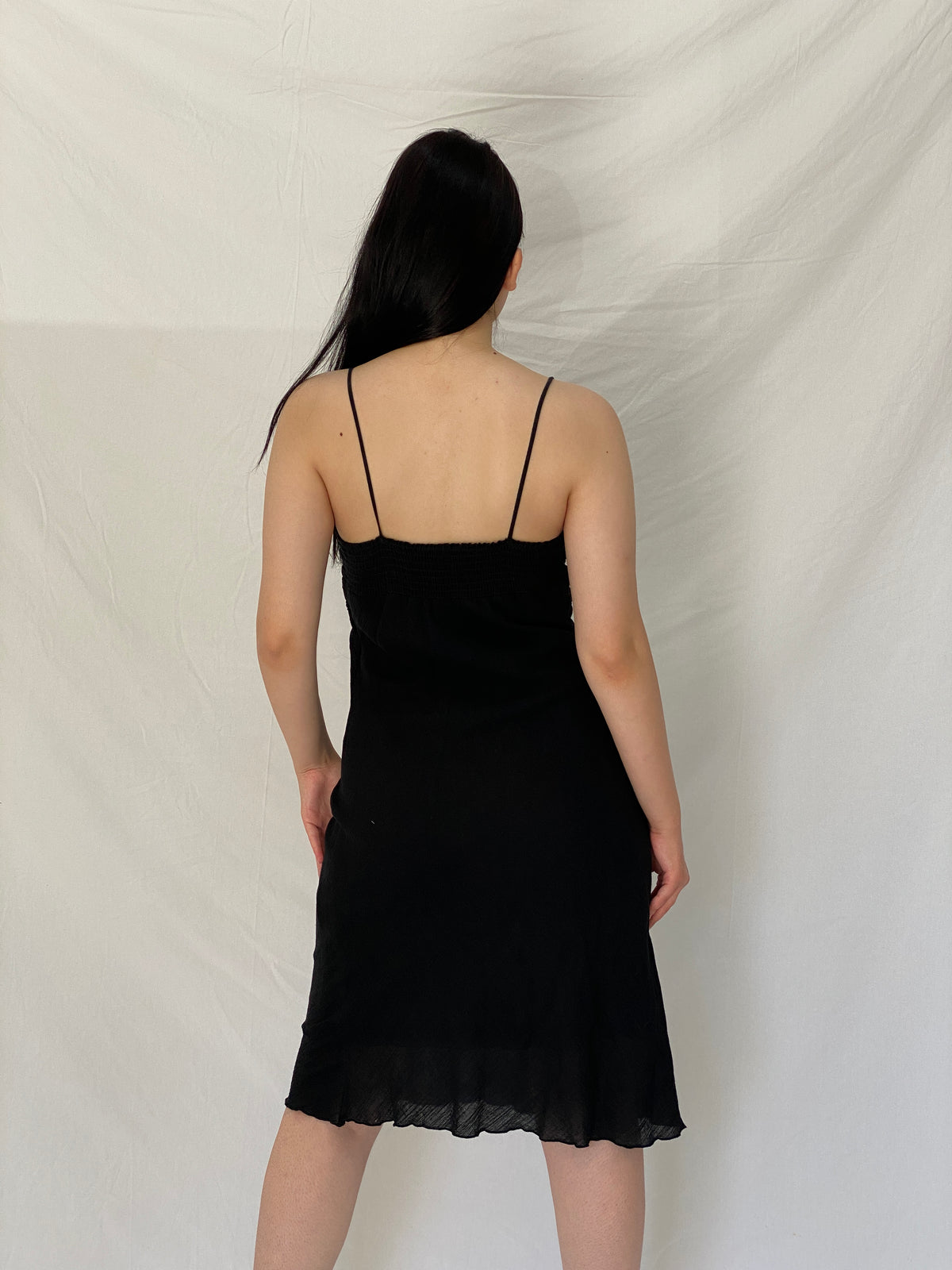 Vintage Y2K Wawa Black Embroidered Empire Waist Midi Slip Dress - L Vintage Y2K Wawa Black Embroidered Empire Waist Midi Slip Dress - L