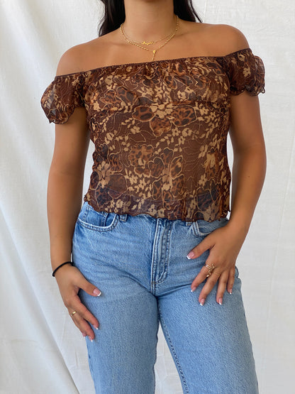 Cutest Y2K Floral Print Sheer Top - M