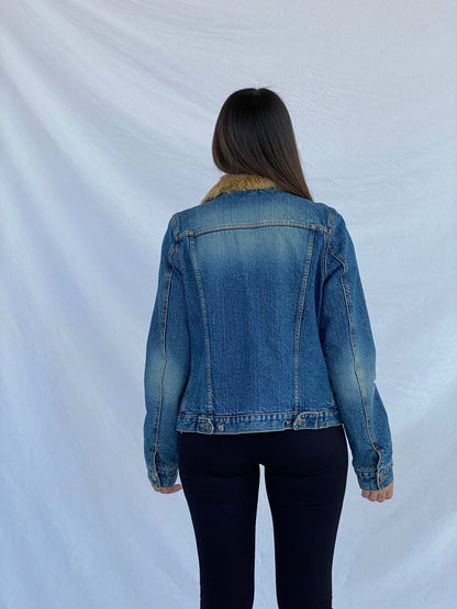 Vintage Y2K Calvin Klein Denim Fur-Lined Fitted Jacket Size M - Balagan Vintage Denim Jacket 00s, denim, denim jacket, Juana, NEW IN