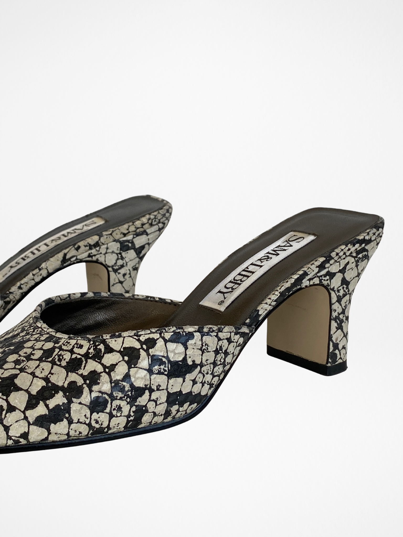 Vintage Sam & Libby Snake Print Leather Mules – Size 37EUR