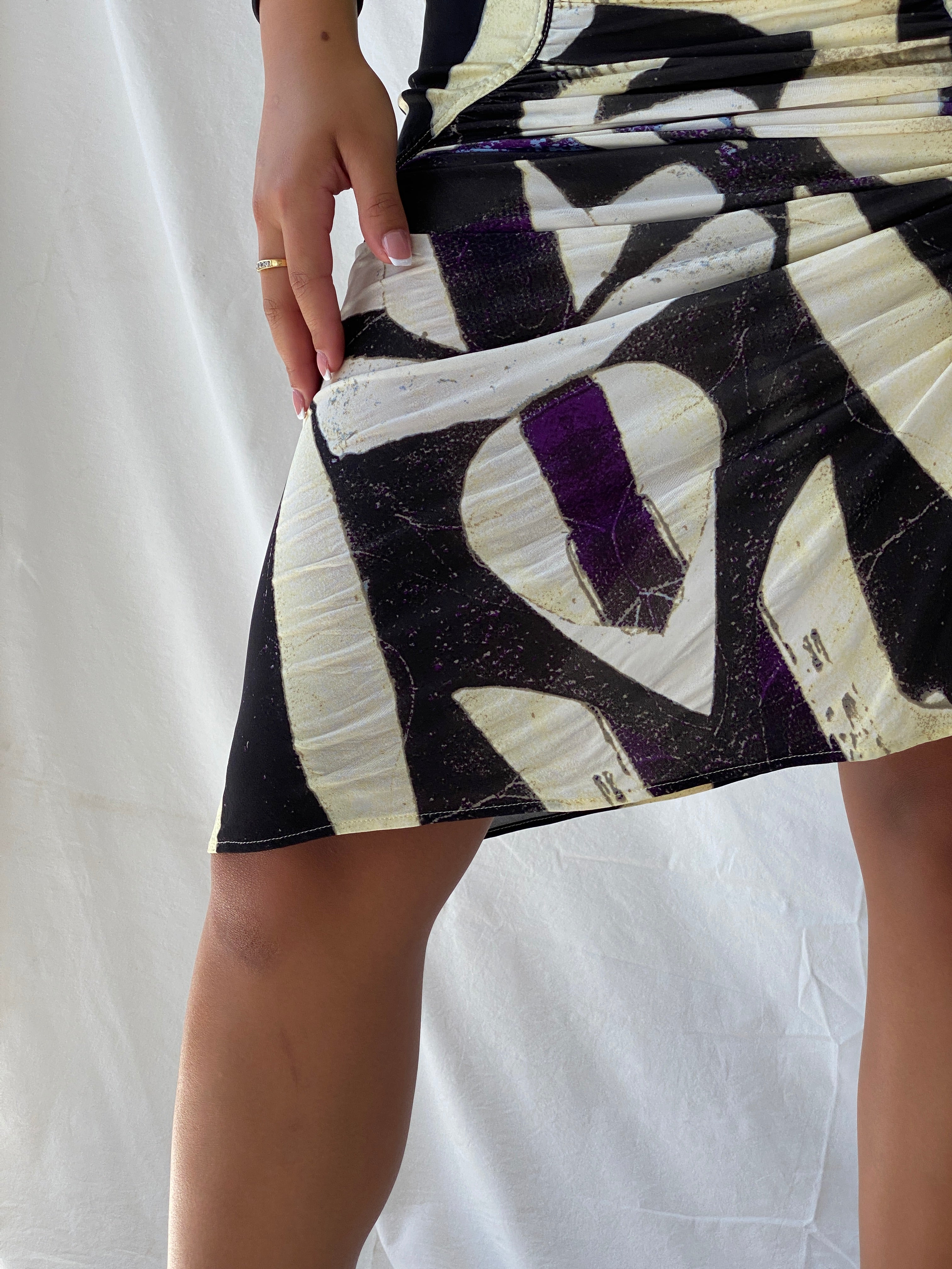 2008 Deadstock Roberto Cavalli Silk Ruched Side Skirt with Tags - M