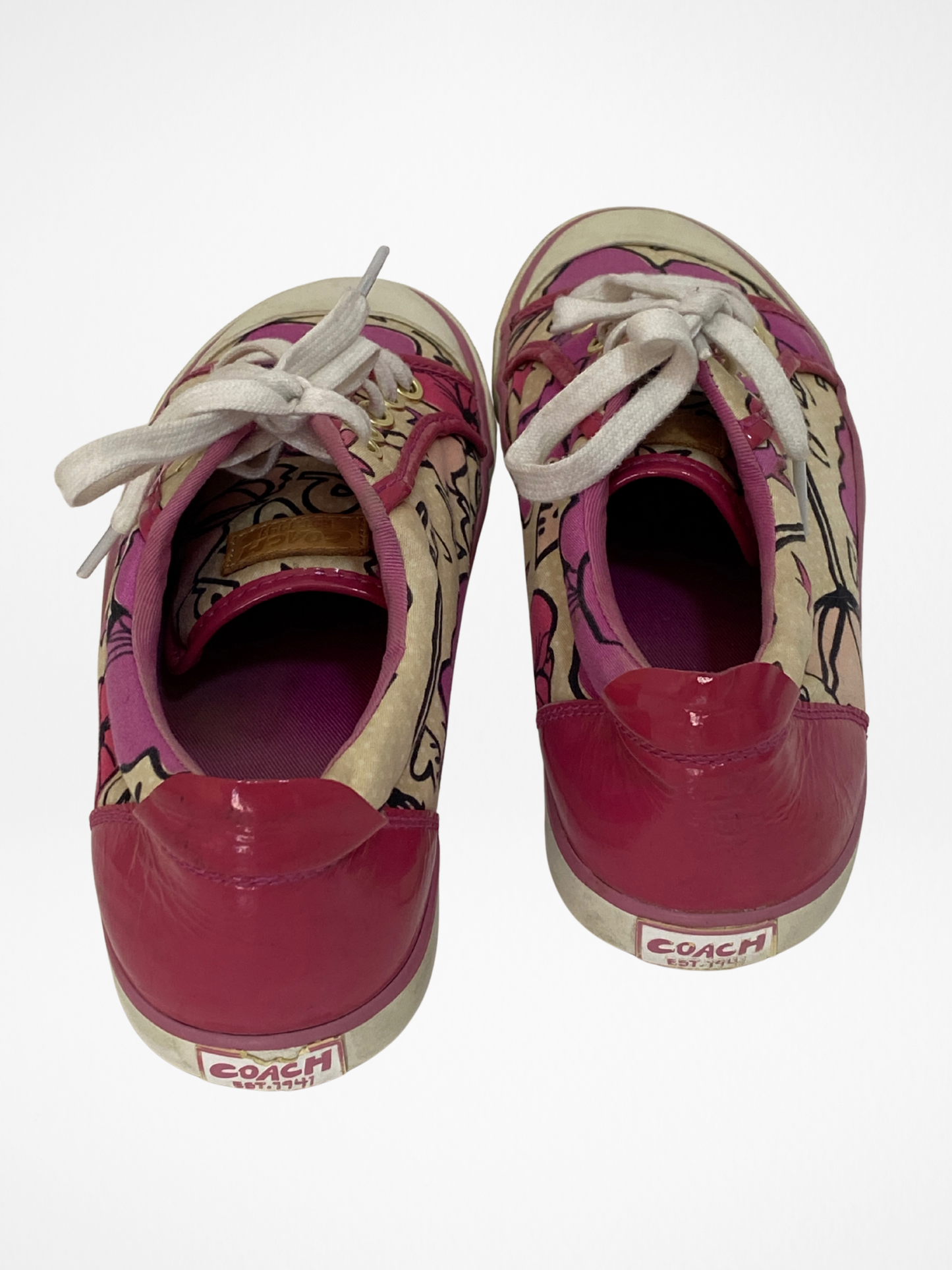 Vintage Coach Pink Floral Canvas Sneakers - 39EU