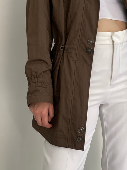 Y2K Opal Woman Chocolate Brown Lightweight Utility Trench Coat – L
