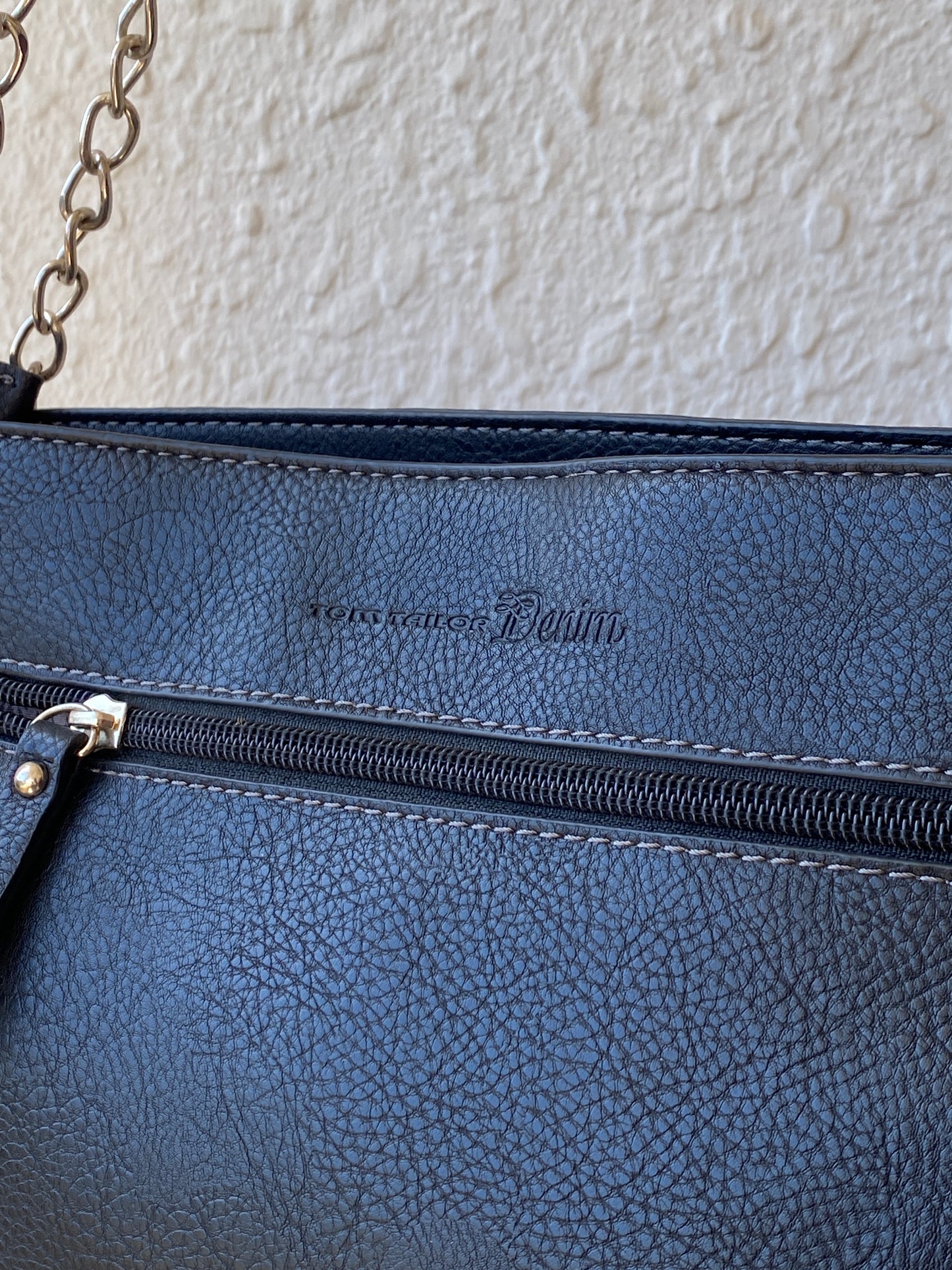 Tom Tailor Denim Black Leather Chain Strap Shoulder Crossbody Bag