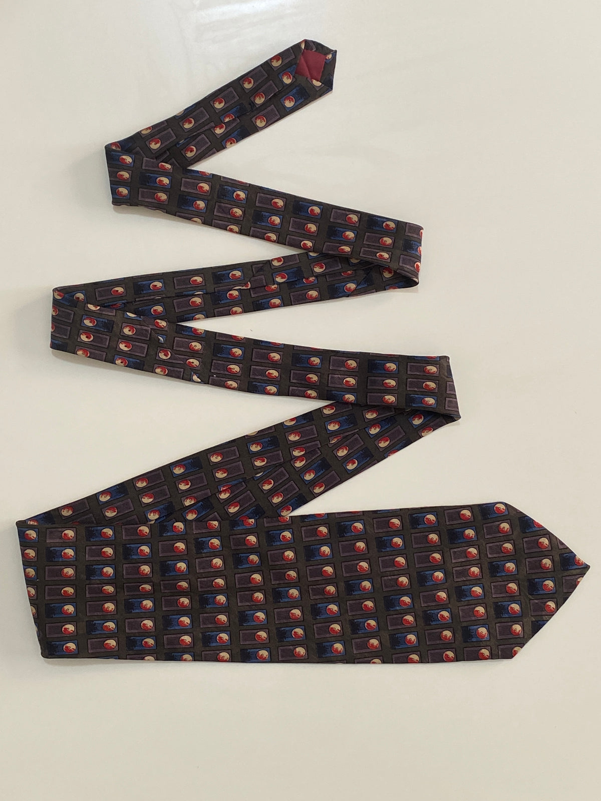 Vintage Lorenzo Serli Silk Tie - Novelty Microprint Faces | Purple / Red / Blue Vintage Lorenzo Serli Silk Tie - Novelty Microprint Faces | Purple / Red / Blue