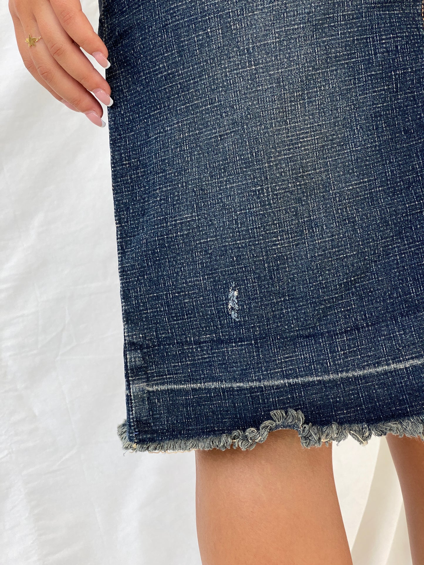 Vintage Y2K Route 66 Stretch Fit Midi Denim Skirt - M