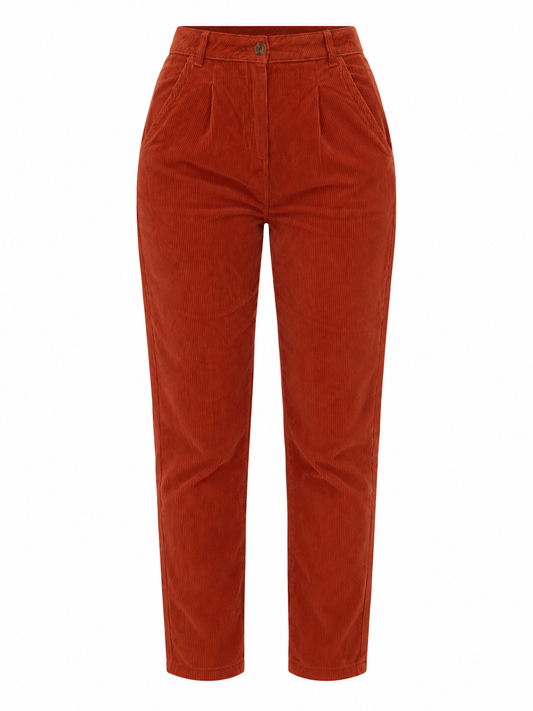 Vintage 90s Too Bizzy Rust Orange Corduroy High-Waisted Tapered Pants – 38EUR