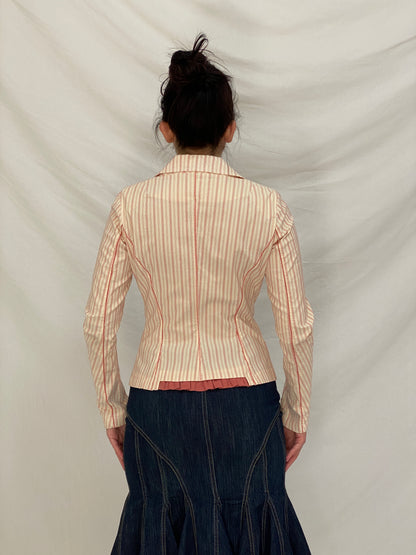 Vintage Tarmanuda by Grazia Pi Pink Striped Tailored Blazer – S