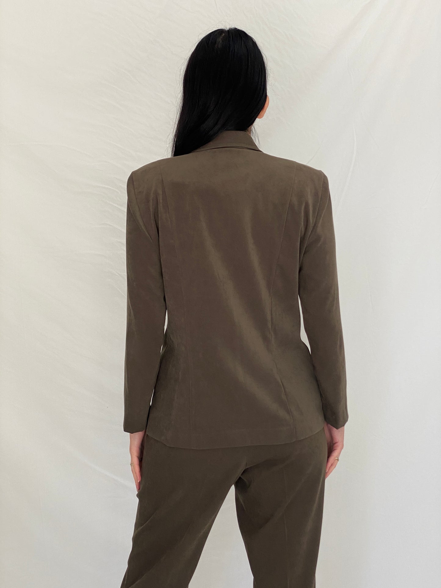 Vintage 90s Sag Harbor Dress Petite Olive Green Blazer & Pants Set Officecore Tailored Suit - M