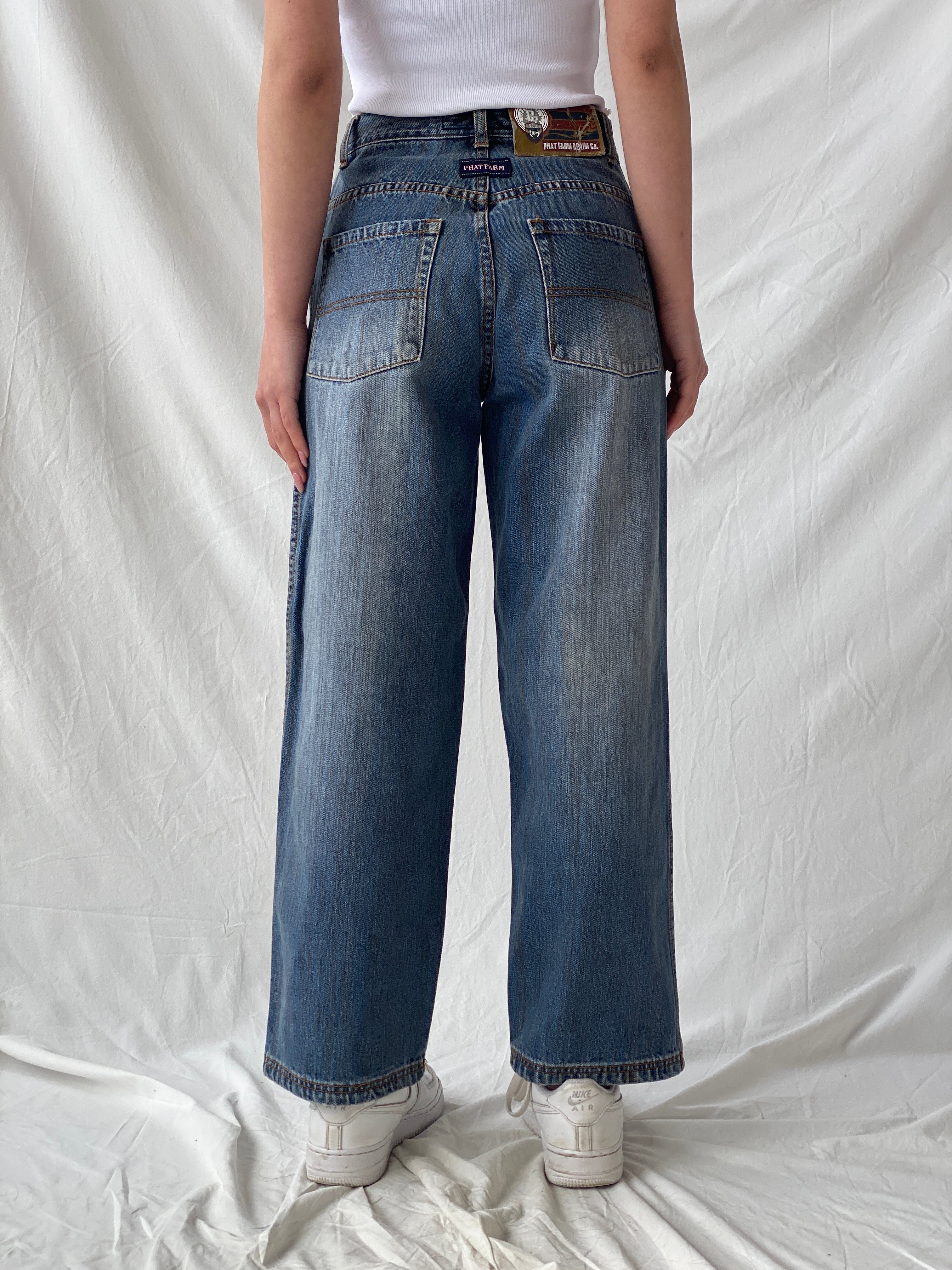 Y2K Phat Farm P Denim Wide Leg Women’s Striped Jeans - 34EUR