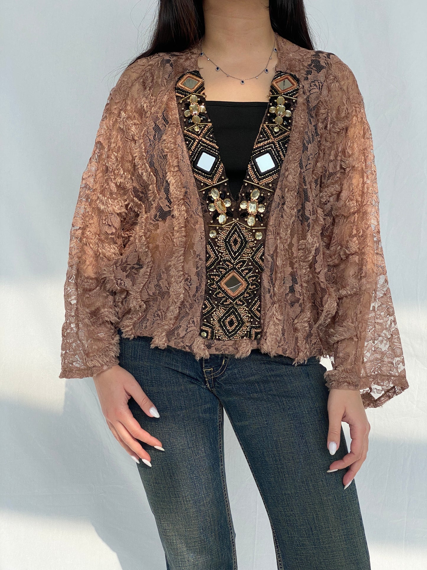 Vintage My Story Paris Limited Edition Beaded Lace Women’s Top - L