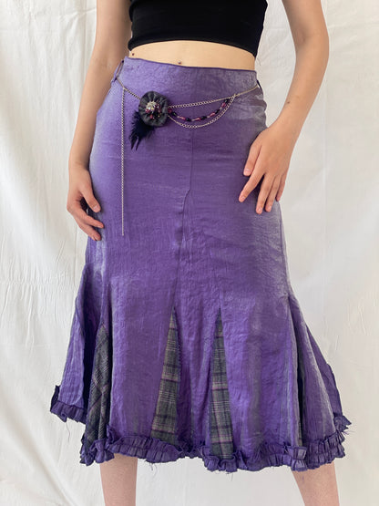 Vintage Y2K Alvina Whimsy Goth Metallic Purple Midaxi Women’s Skirt - M