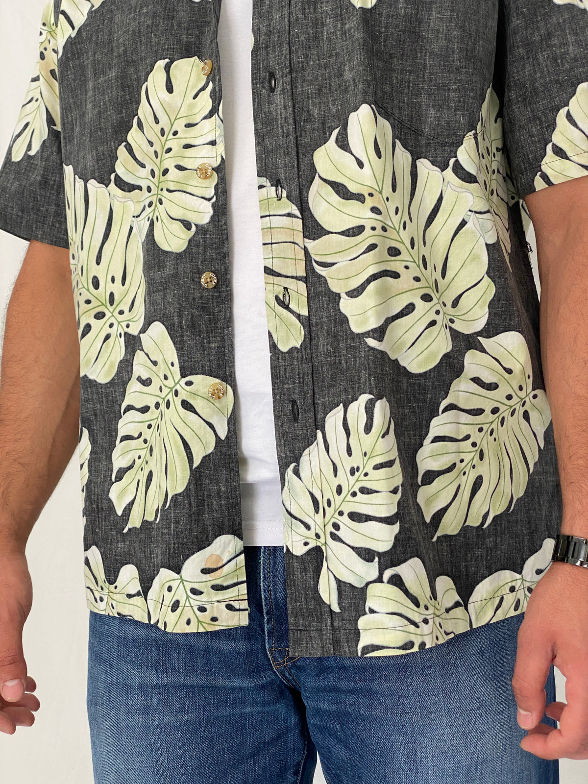 Vintage Cooke Street Honolulu Charcoal Cotton Aloha Shirt – L Vintage Cooke Street Honolulu Charcoal Cotton Aloha Shirt – L
