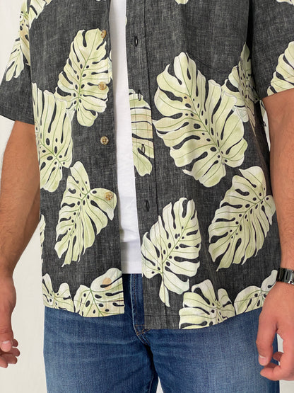Vintage Cooke Street Honolulu Charcoal Cotton Aloha Shirt – L