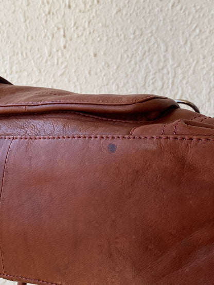 Vintage Jens Koch Cognac Brown Genuine Leather Shoulder Bag