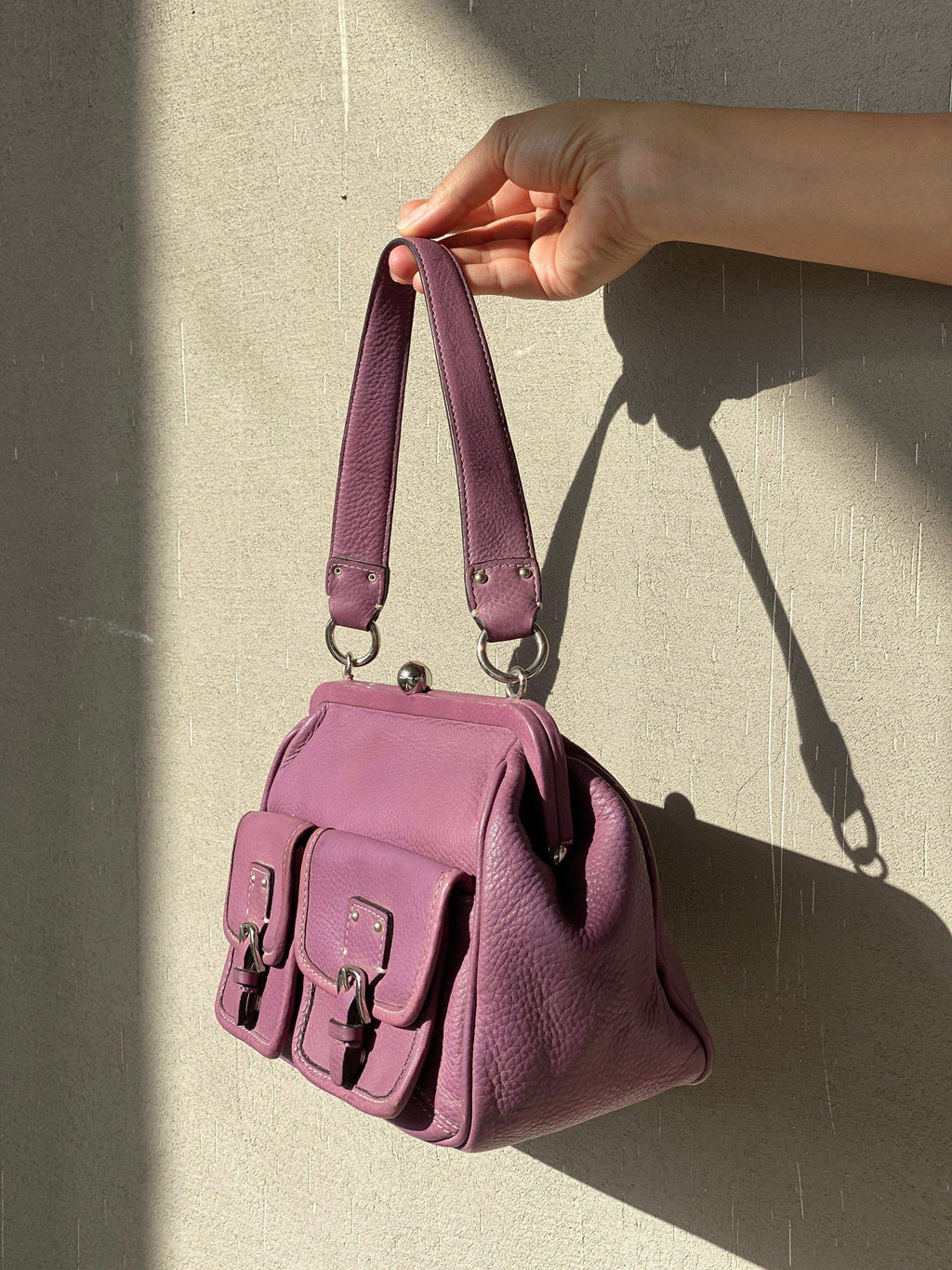 Vintage Y2K Fossil Purple Genuine Leather Handbag - Balagan Vintage Handbags bag, genuine leather, handbag, NEW IN