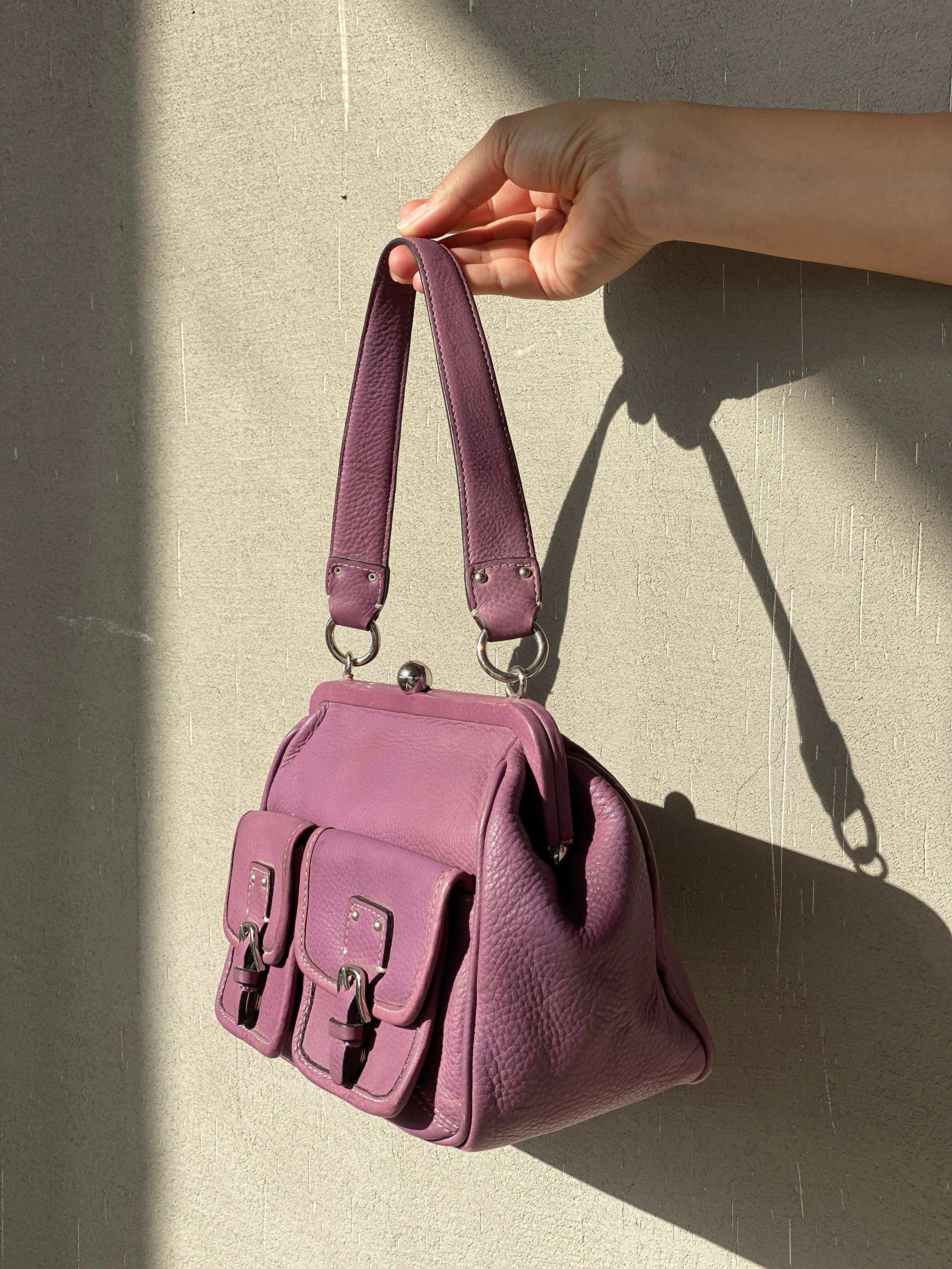 Vintage Y2K Fossil Purple Genuine Leather Handbag - Balagan Vintage Handbags bag, genuine leather, handbag, NEW IN
