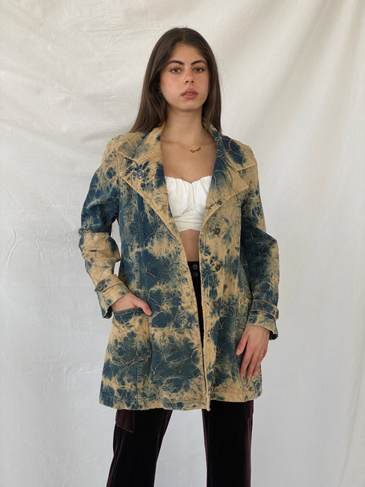 Vintage Bovona Tie Dyed Denim Coat - L