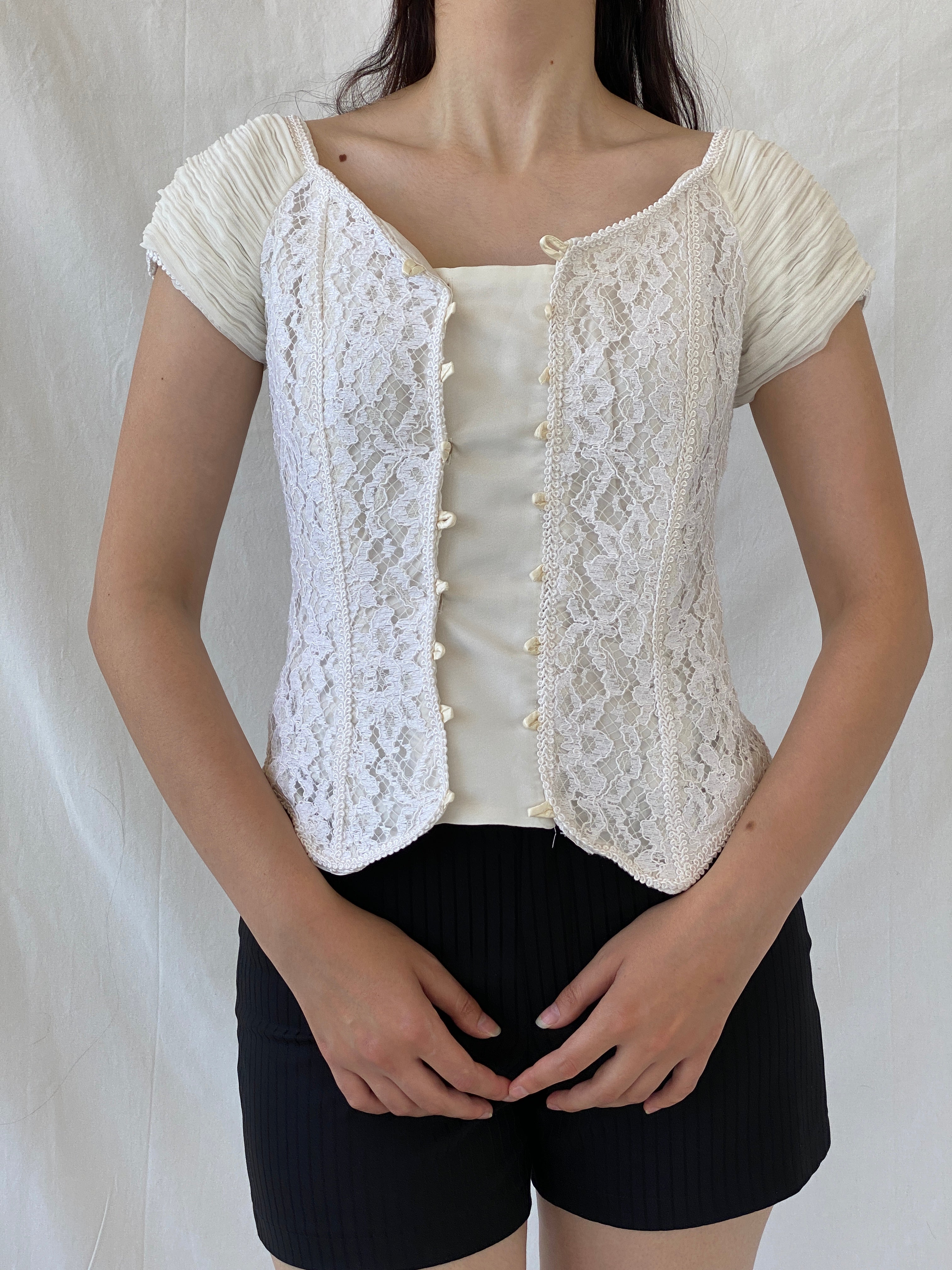 Stunning Vintage 90s Jean Allen London Lace Bustier Victorian Boned Corset Top - S