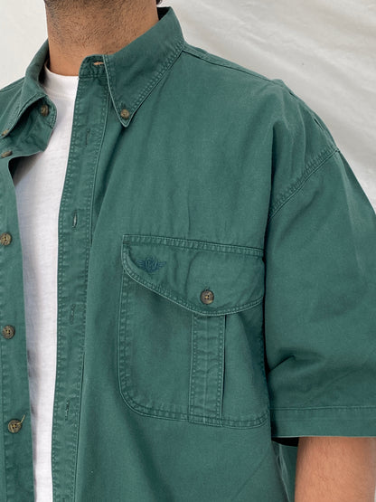 Vintage Dockers Forest Green Men’s Short Sleeve Denim Shirt – L
