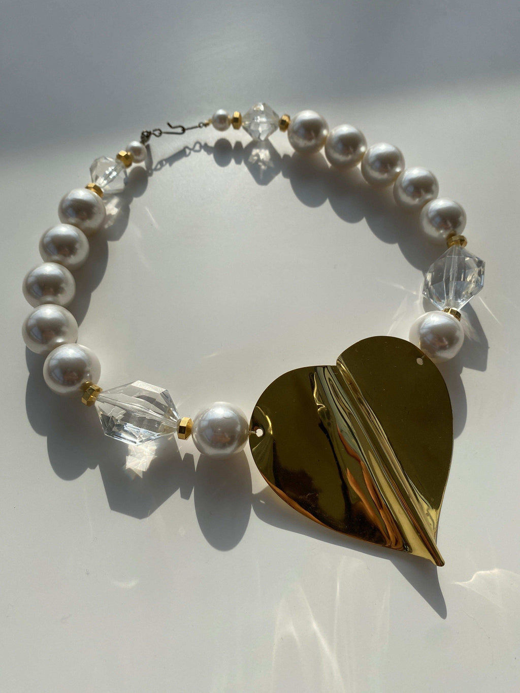 Vintage Chunky Heart Necklace With Faux Crystals - Balagan Vintage Necklace 00s, 90s, Necklace, NEW IN