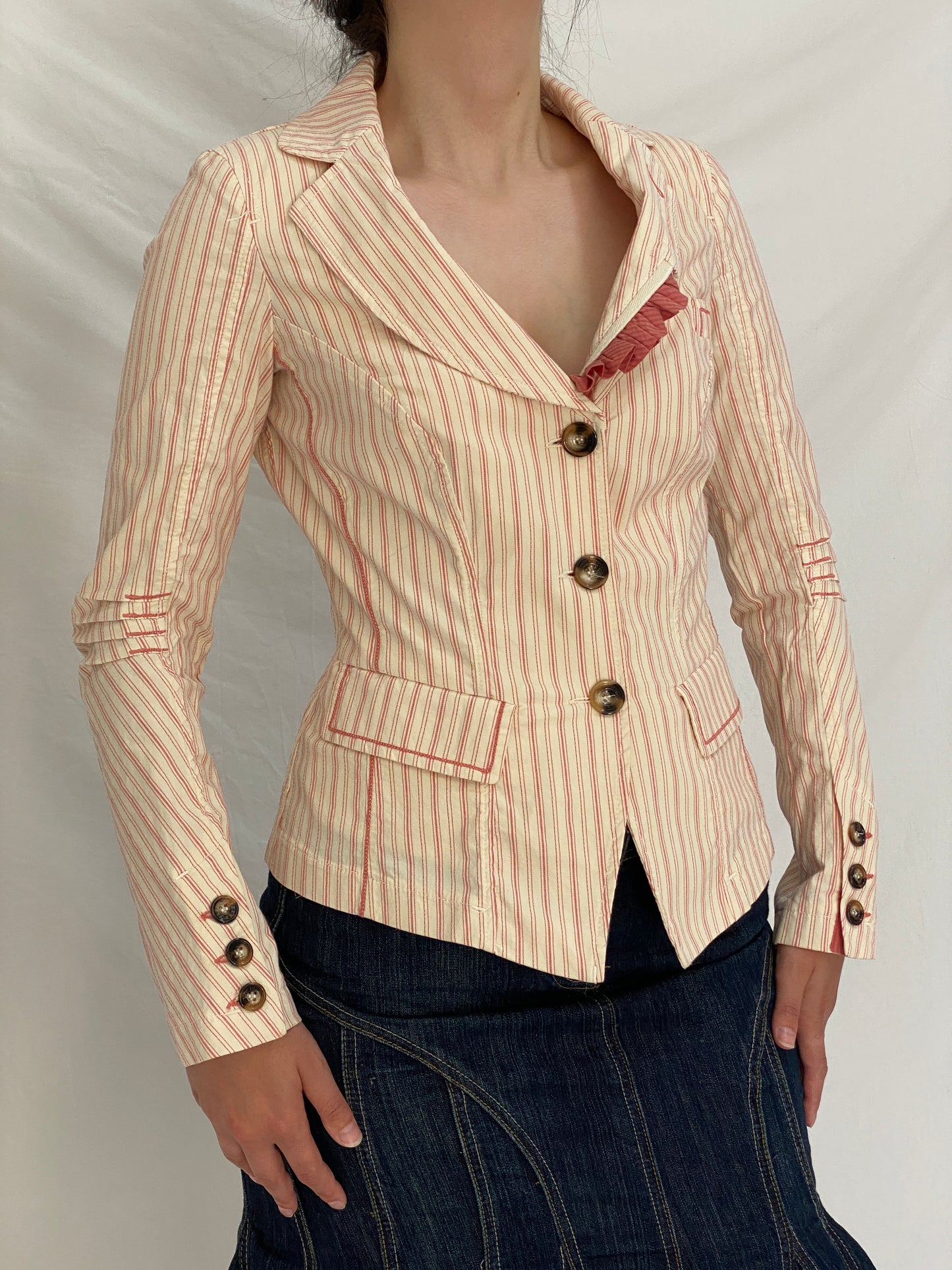 Vintage Tarmanuda by Grazia Pi Pink Striped Tailored Blazer – S