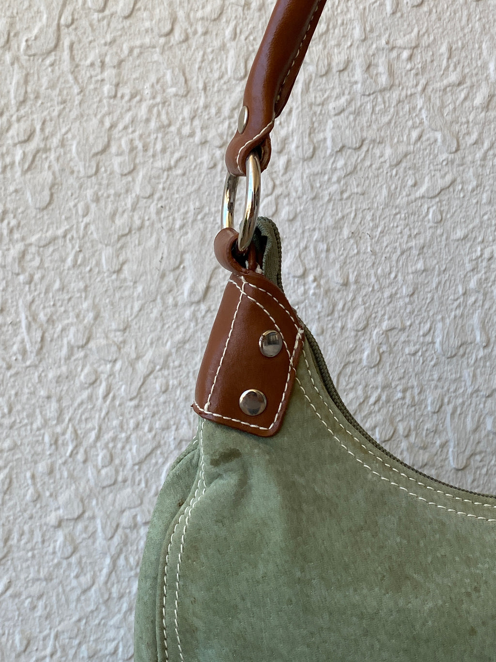 Vintage Green Genuine Suede Purse Women’s Soho Shoulder Bag