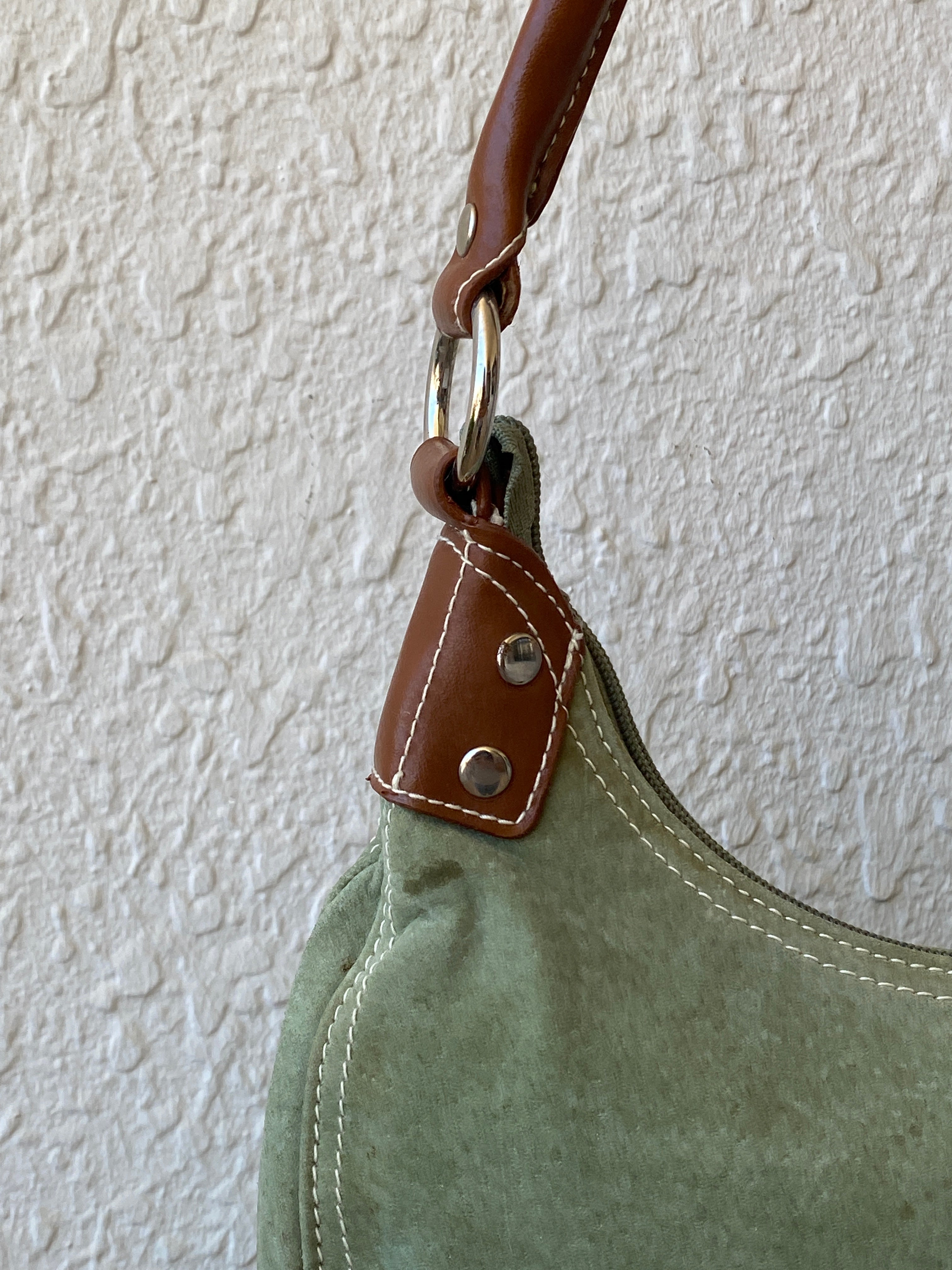 Vintage Green Genuine Suede Purse Women’s Soho Shoulder Bag