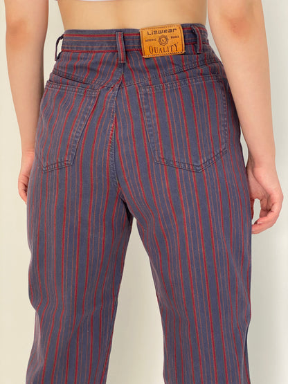 Vintage 90s Lizwear Red Striped Navy High-Waisted Jeans – 36EUR