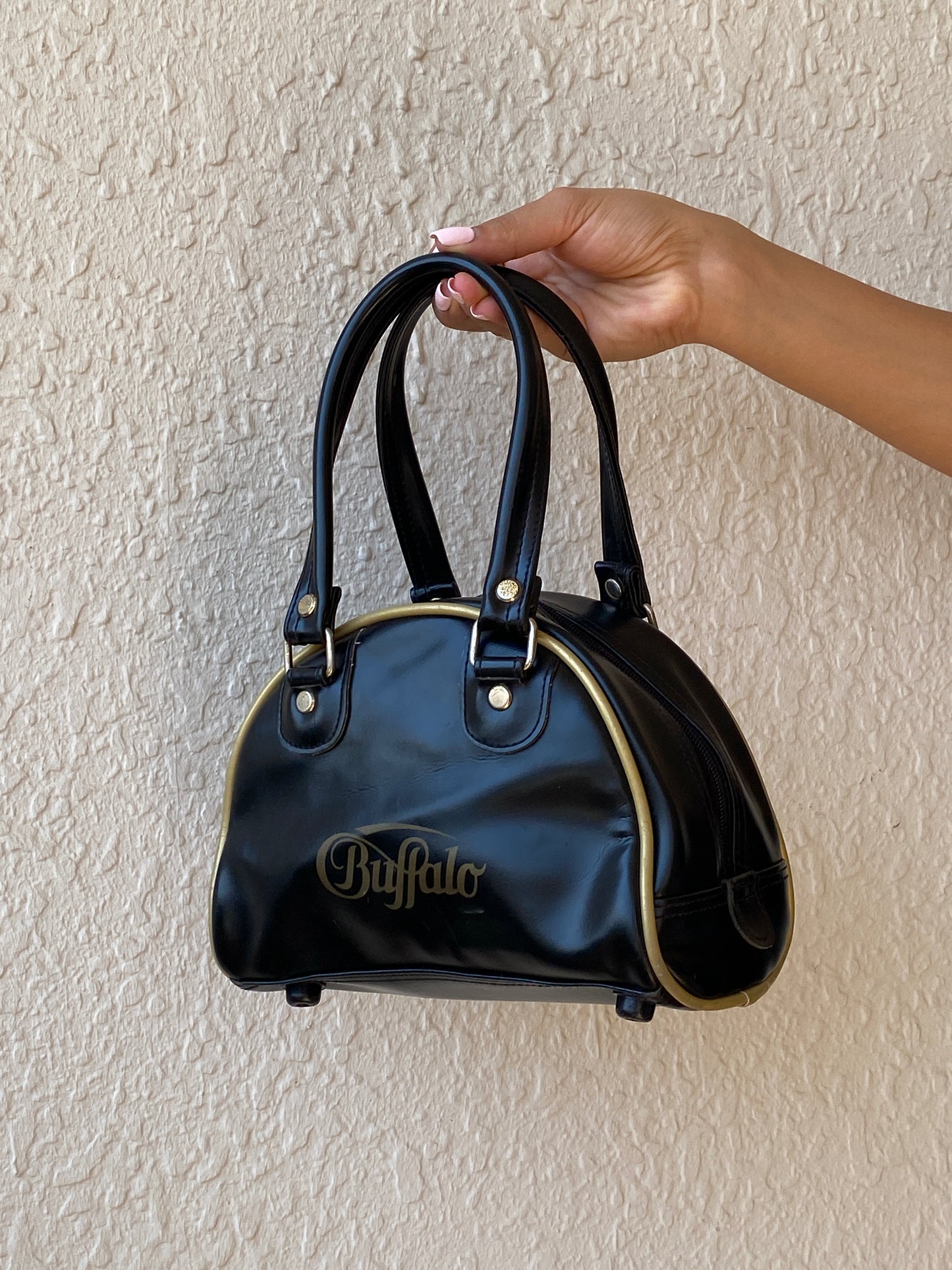 Vintage Y2K Buffalo Black & Gold Mini Bowling Bag