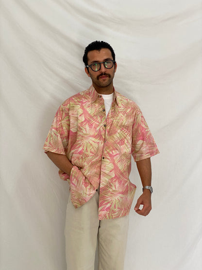 Vintage Tori Richard Pink Tropical Men’s Cotton Hawaiian Shirt – L