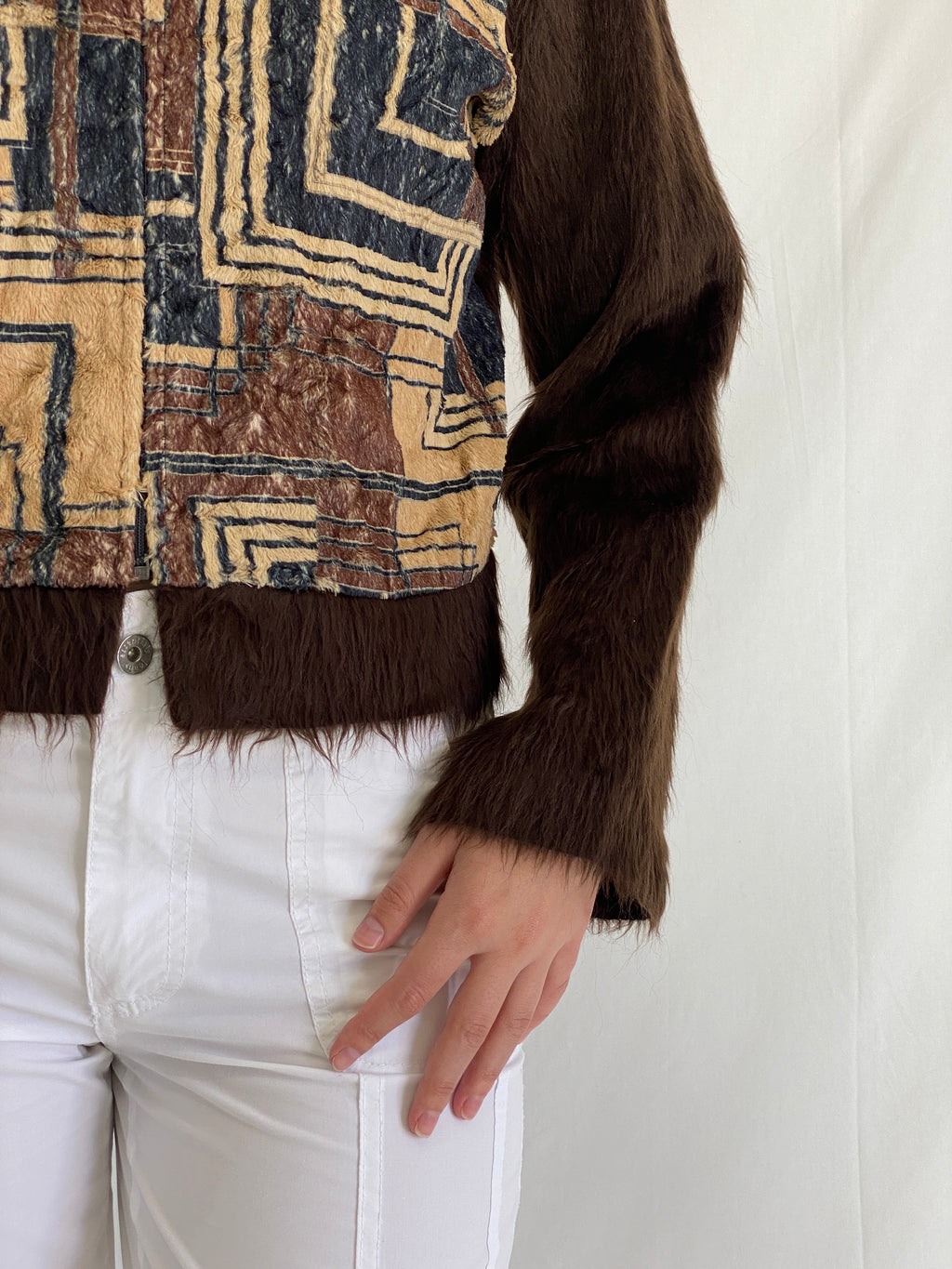 Vintage Margriet Nannings Mohair Blend Cardigan 90s Avant Garde Tribal Geometric Jacket - S