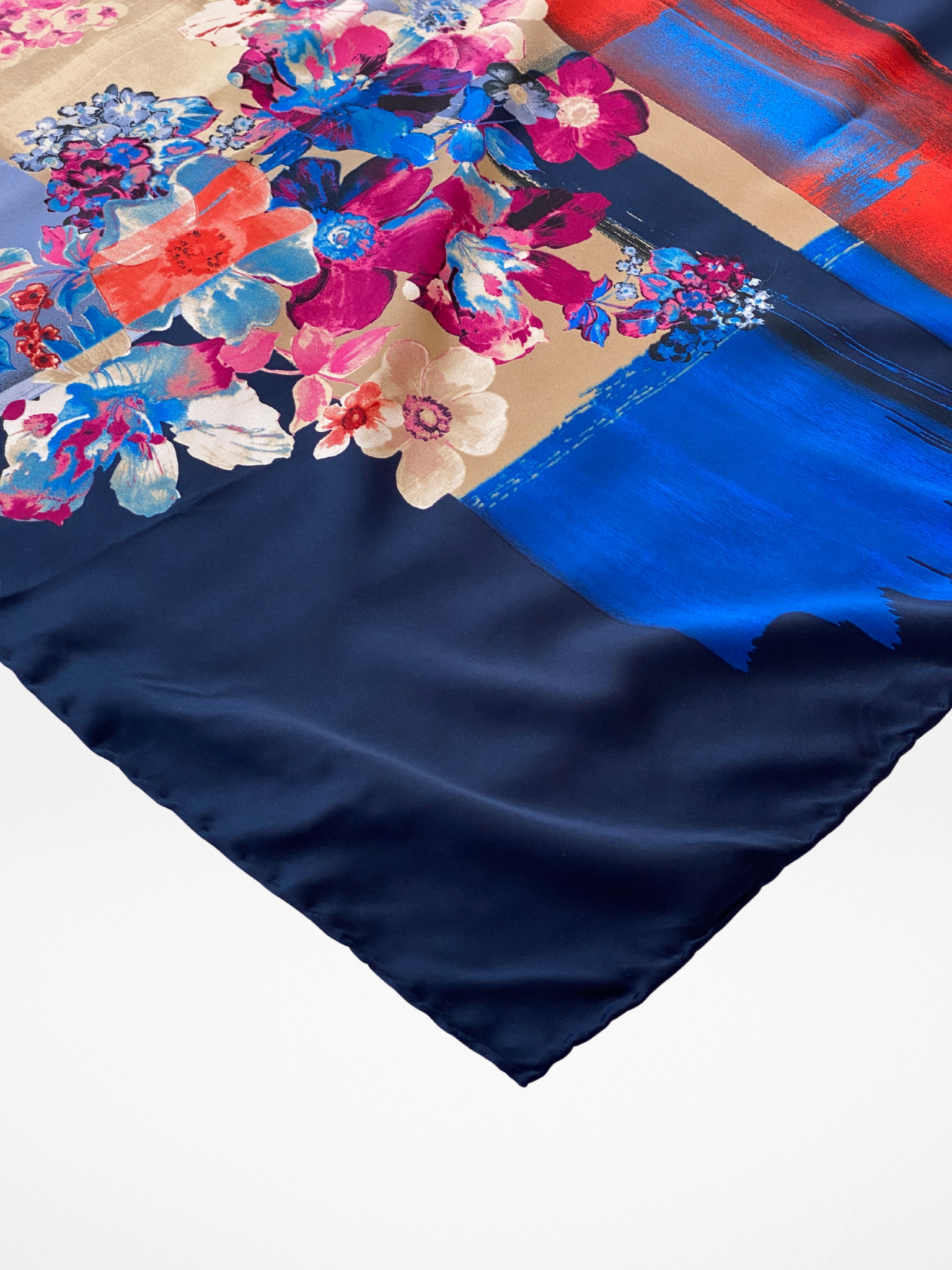 Beautiful Armine Trend Floral Navy Blue Square Scarf