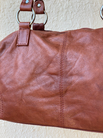 Vintage Jens Koch Cognac Brown Genuine Leather Shoulder Bag