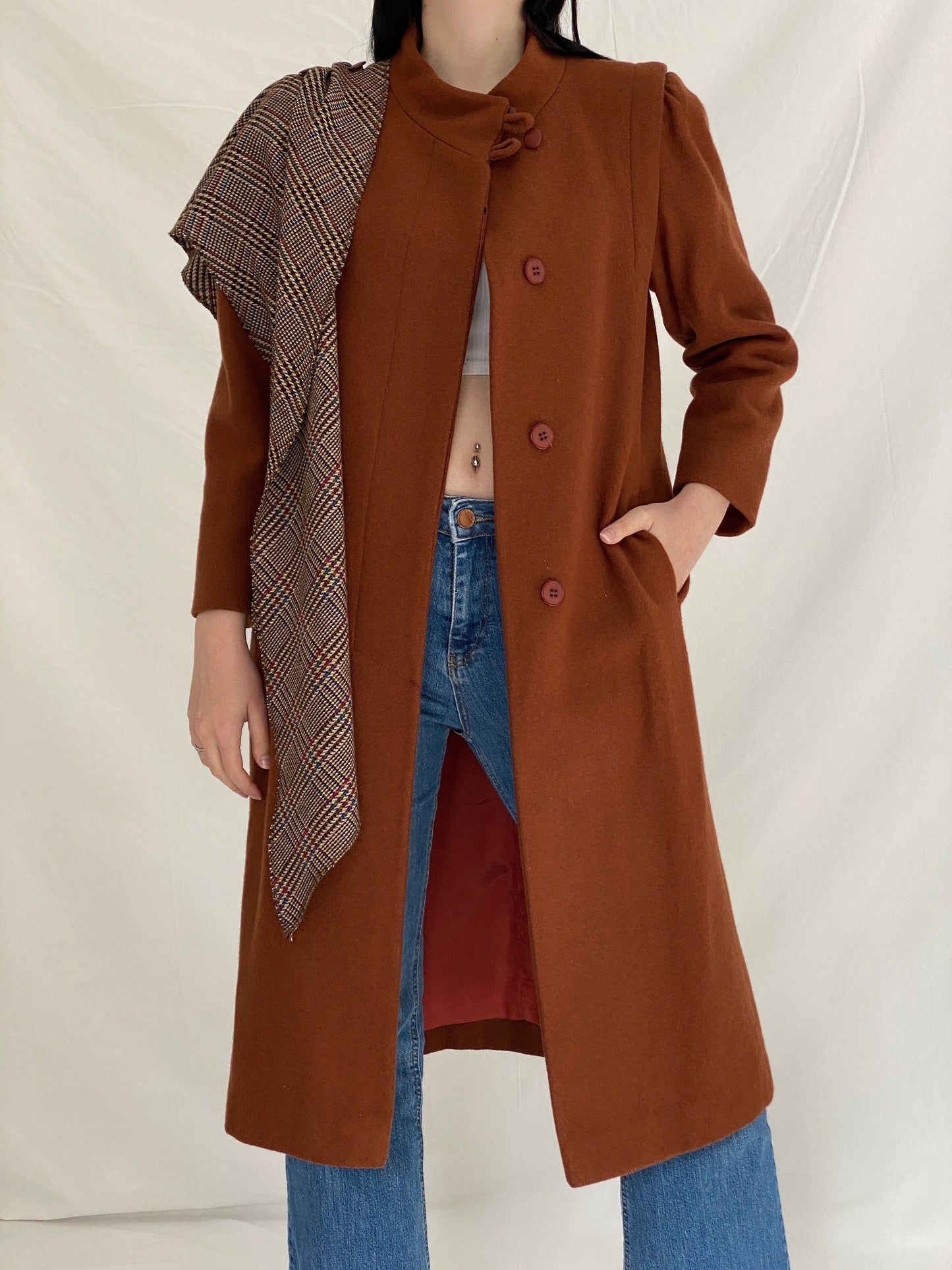 Vintage 80s/90s Fashions by JILL Rust Brown Structured Tailored Coat - S