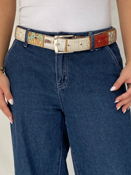 Vintage Greispel “R. Barbarossa” Patchwork Genuine Leather Western Style Belt