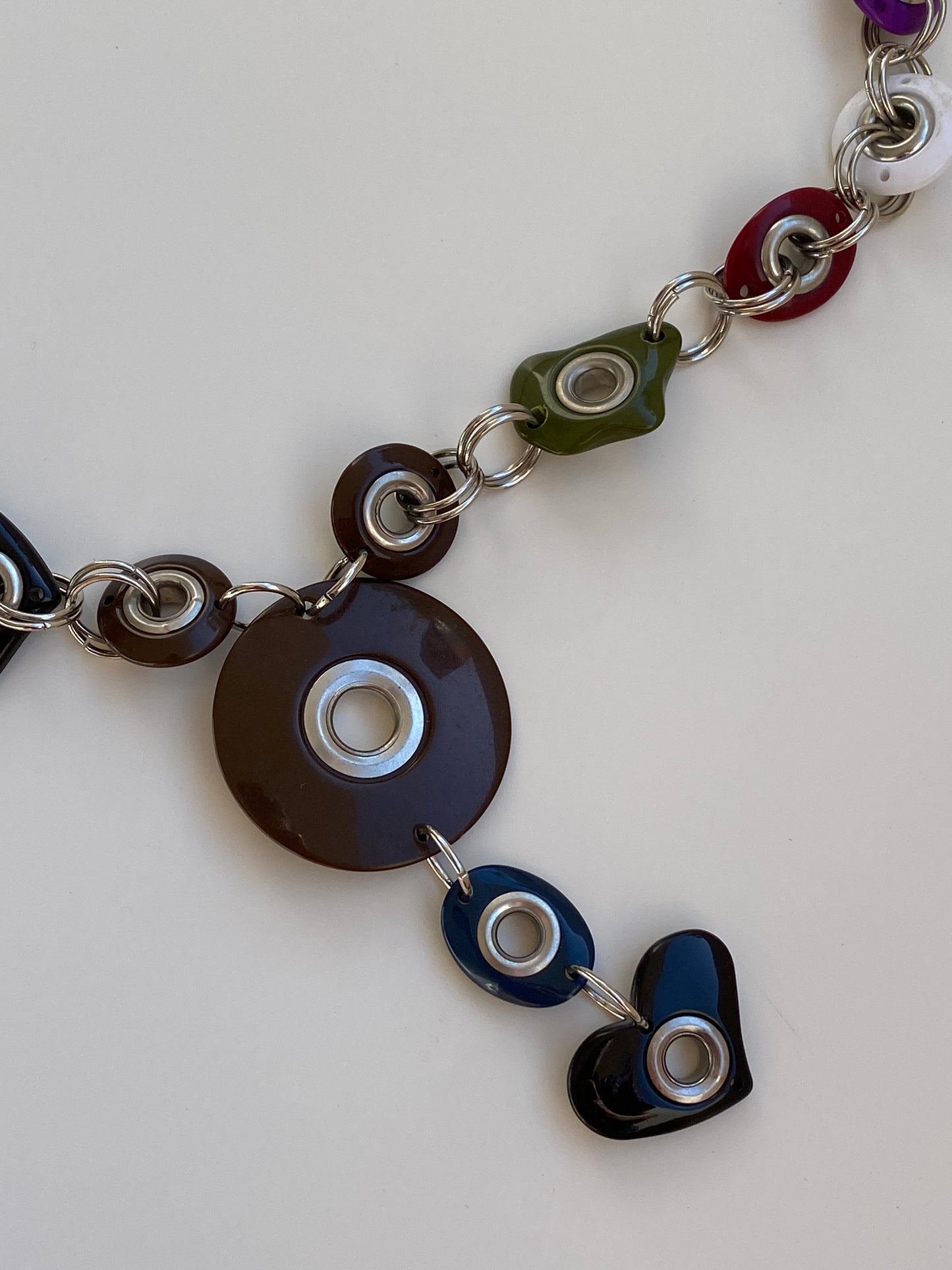 Vintage Y2K Una Hopkins Multicolor Resin Grommet Convertible Necklace Belt