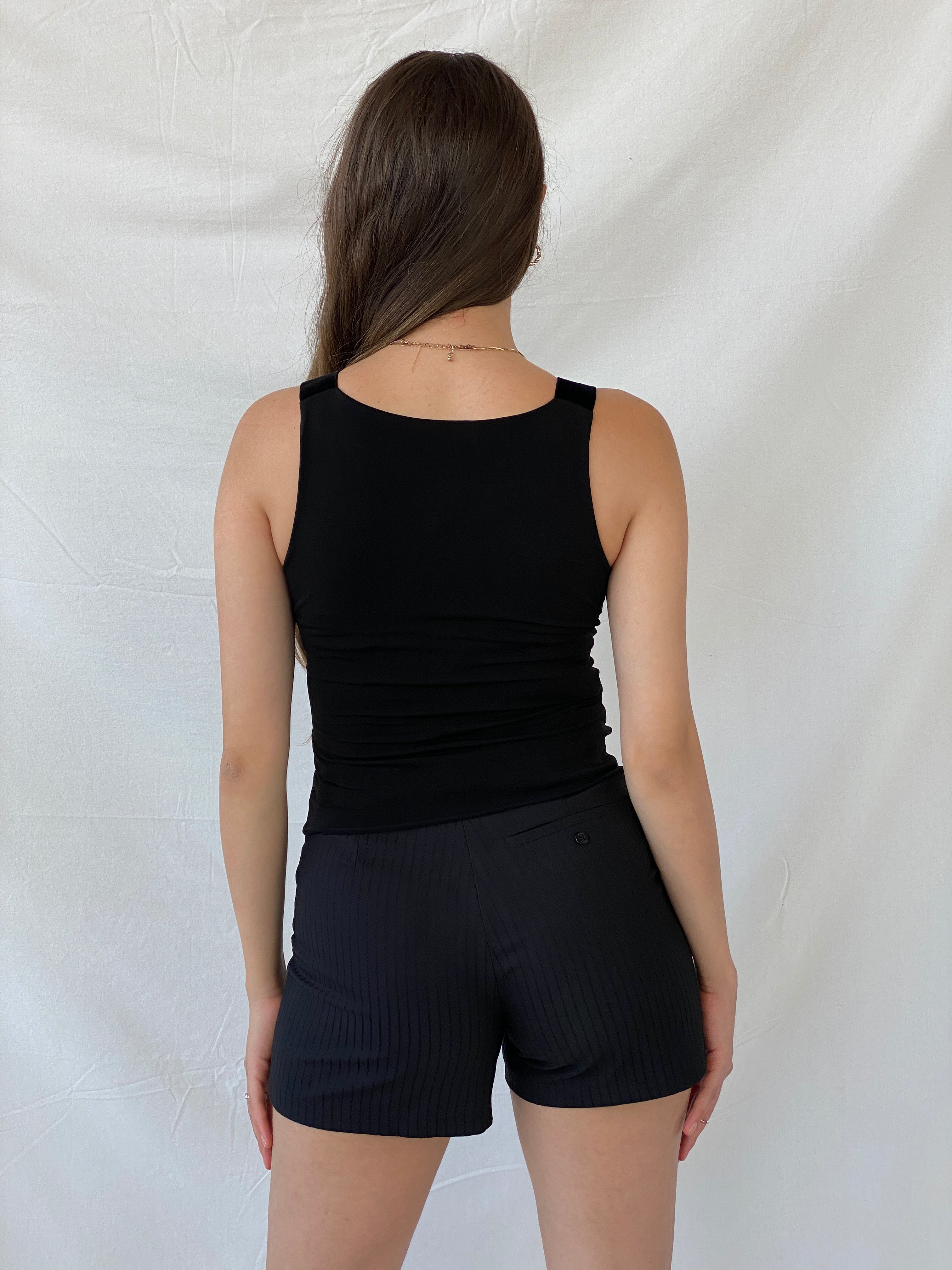 Vintage Y2K BSB Collection Sparkly Black Top With Velvet Straps - S